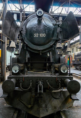 Front view of an restored steamlocomotive in Austria