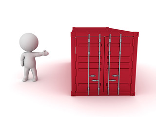 3D Character showing red cargo container
