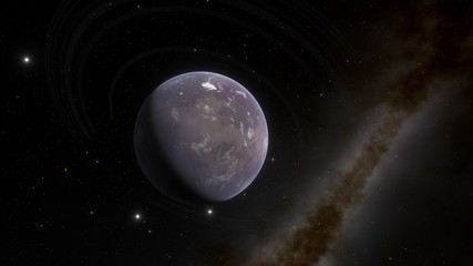 science fiction wallpaper, cosmic landscape, beautiful galactic background, beautiful starry sky, galaxy of different colors, realistic exoplanet, 3d render