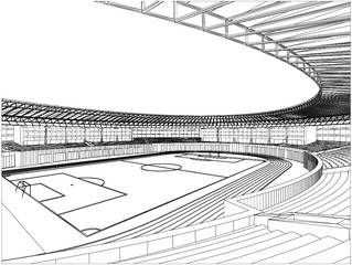 Football Soccer Stadium Vector. Illustration Isolated On White Background. A Vector Illustration Of Football Stadium Background. 	