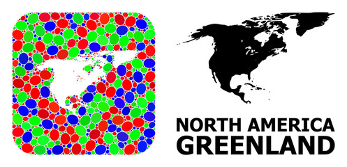 Mosaic Hole and Solid Map of North America and Greenland