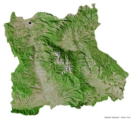 Blagoevgrad, province of Bulgaria, on white. Satellite