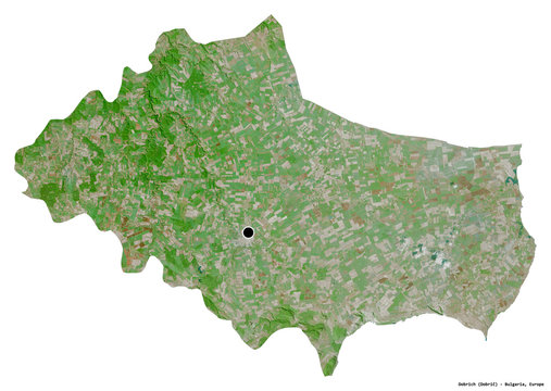 Dobrich, province of Bulgaria, on white. Satellite