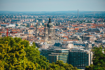 Fototapeta premium Aerial View on Historical Center of Budapest. Budapest Eye and St. Stephen's Basilica.