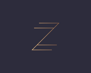 Letter Z logo monogram, minimal style identity initial logo mark. Golden gradient parallel lines vector emblem logotype for business cards initials invitations ect.