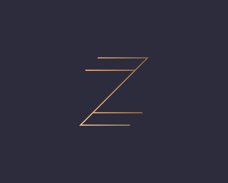 Letter Z logo monogram, minimal style identity initial logo mark. Golden gradient parallel lines vector emblem logotype for business cards initials invitations ect.
