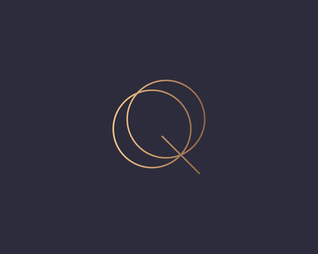 Letter Q logo monogram, minimal style identity initial logo mark. Golden gradient parallel lines vector emblem logotype for business cards initials invitations ect.