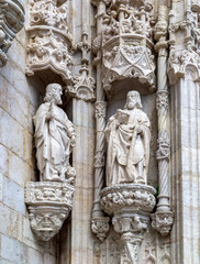 Architectural details of Jeronimos Monastery, one of the most visited sites in Lisbon, UNESCO World Heritage Site.