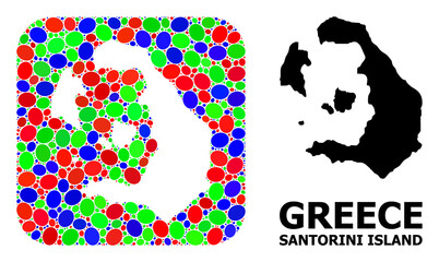 Mosaic Hole and Solid Map of Santorini Island