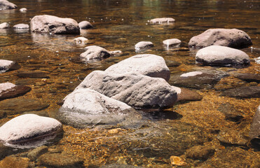 Fototapeta na wymiar Close-up of rocks in Kauaeranga River in New Zealand