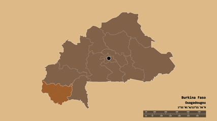 Location of Cascades, region of Burkina Faso,. Pattern
