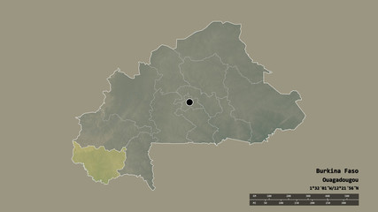 Location of Cascades, region of Burkina Faso,. Relief