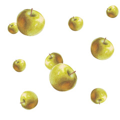 Seamless apple fruit hand drawn pattern