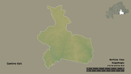 Centre-Est, region of Burkina Faso, zoomed. Relief