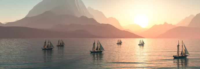 Panele Szklane  sailboat sailing in the sea