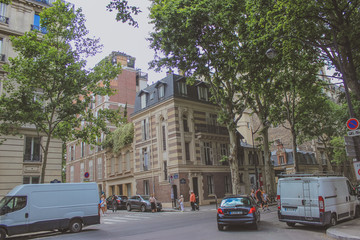 Fototapeta na wymiar street in the city. Paris street with cars