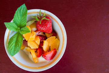 fruit salad with strawberries and apricot