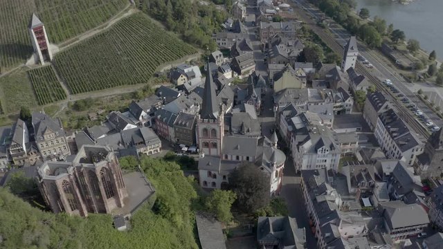 Bacharach Town on the Rhine River Aerial View