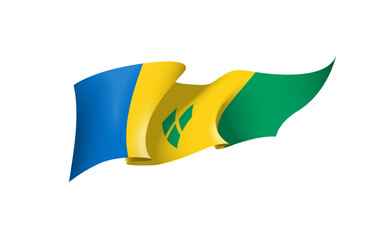 Saint Vincent and the Grenadines flag state symbol isolated on background national banner. Greeting card National Independence Day Republic of Saint Vincent and the Grenadines. banner realistic flag.