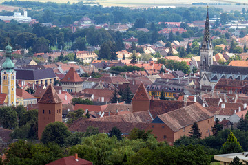 Fototapeta na wymiar View of the town Koszeg from the Suleiman hill in Hungary