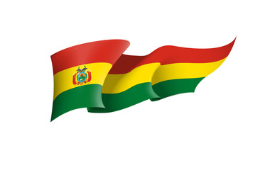 Bolivia flag state symbol isolated on background national banner. Greeting card National Independence Day of the Plurinational State of Bolivia. Illustration banner with realistic state flag.