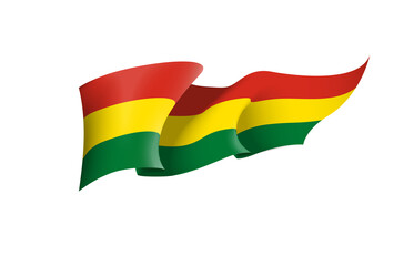 Bolivia flag state symbol isolated on background national banner. Greeting card National Independence Day of the Plurinational State of Bolivia. Illustration banner with realistic state flag.