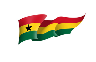 Ghana flag state symbol isolated on background national banner. Greeting card National Independence Day of the Republic of Ghana. Illustration banner with realistic state flag.