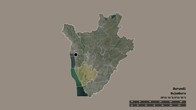 Location of Bururi, province of Burundi,. Satellite