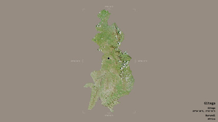 Obraz premium Gitega - Burundi. Bounding box. Satellite