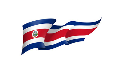 Costa Rica flag state symbol isolated on background national banner. Greeting card National Independence Day of the Republic of Costa Rica. Illustration banner with realistic state flag.