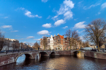 Amsterdam canal in sunny day, Amsterdam is the capital and most populous city in Netherlands.