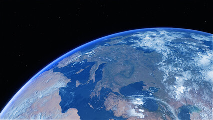 Europe from space. Photo realistic 3D render.