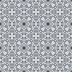 Seamless pattern of silhouette leaves, flowers and flower star.  Print for the cover of the book, postcards, t-shirts. Illustration for rugs.