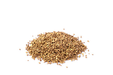 Gold granules on white background