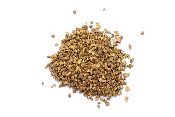 Gold granules on white background