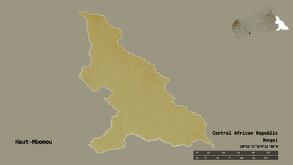 Haut-Mbomou, prefecture of Central African Republic, zoomed. Relief