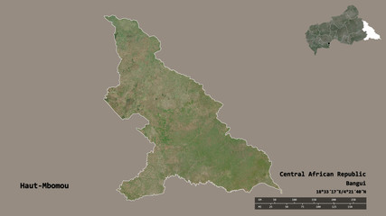 Haut-Mbomou, prefecture of Central African Republic, zoomed. Satellite