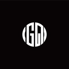initial G Q letter with circle style logo template vector