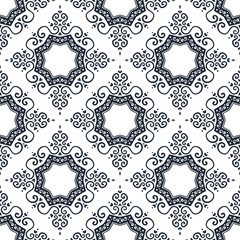 Seamless ornament of swirling lines, hearts, dots.  Print for the cover of the book, postcards, t-shirts. Illustration for rugs.