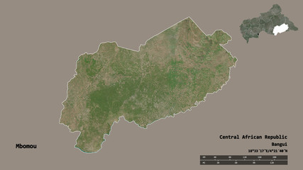 Mbomou, prefecture of Central African Republic, zoomed. Satellite