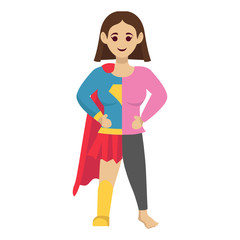 Simple minimalist cute super mom character design illustration