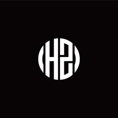 initial H Z letter with circle style logo template vector