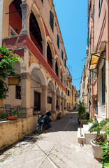 Corfu old narrow street in Greece