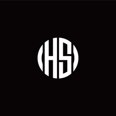initial H S letter with circle style logo template vector