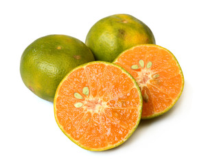 Ripe mandarin citrus isolated tangerine mandarine orange on white background. 