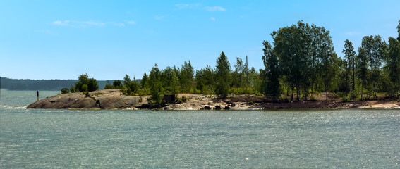 A deserted islet offshore from the Finnish capital, Helsinki in the summertime