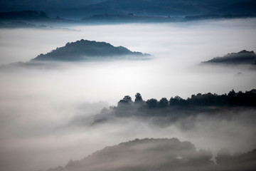 Fototapeta premium Magic sunrise in a Carpathian mountain valley