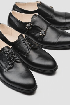 Male shoes. Men's fashion leather shoes Monk and Derby