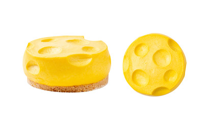 Tom & Jerry cheesecake on isolated on white background with clipping path