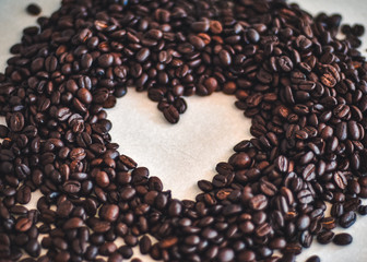 coffee beans heart